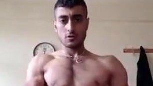 Turkish guy wanks his big cut cock and shoot milk.