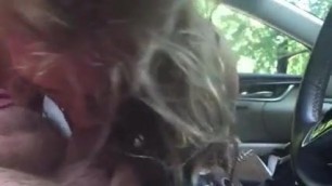 cute blonde car sucking