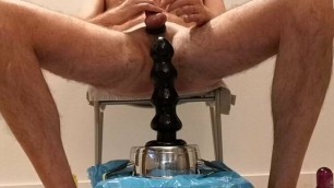milking and multiple cumshot with various huge dildos