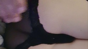 wearing my girlfriend's lingerie and toying with my hole