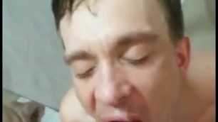 daddy shot sperm on the face of a young Polish gay bitch