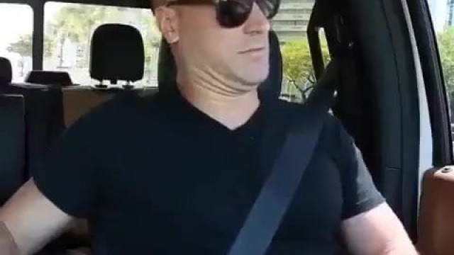 big dick skinhead daddy shoots a load in his car