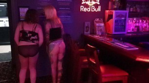 Trans girls Charlotte and Lisa Swapping Panties in the Bar