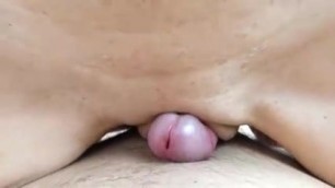 Rubbing thick pussy on the dick  Cowgirl style cock riding