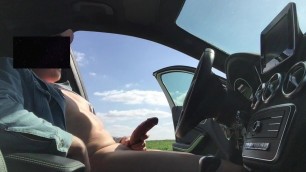 Jerk off in car with cum - wichsen im Auto