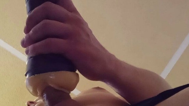 Fleshlight, solo male masturbating, cum and get it.