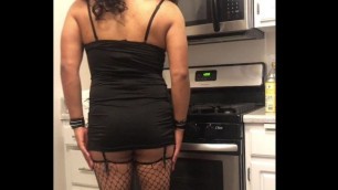 Sexy Rachelle Ass in Thong Teasing and Upskirt in Kitchen