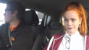 Young redhead slut pussy examined at her driving test