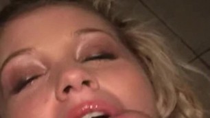 Beautiful blonde bartender gets paid for 2 facials