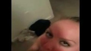 Blonde gagging on the big cock