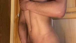 Half brother, 18 year old teen masturbating in the bathroom