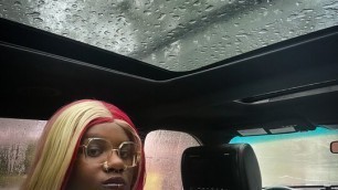 Naughty Gothic Ebony College Girl Masturbates and Squirts In Her Car