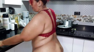 Hot milf wants her stepson's big cock. Part 2. A good fuck in the kitchen